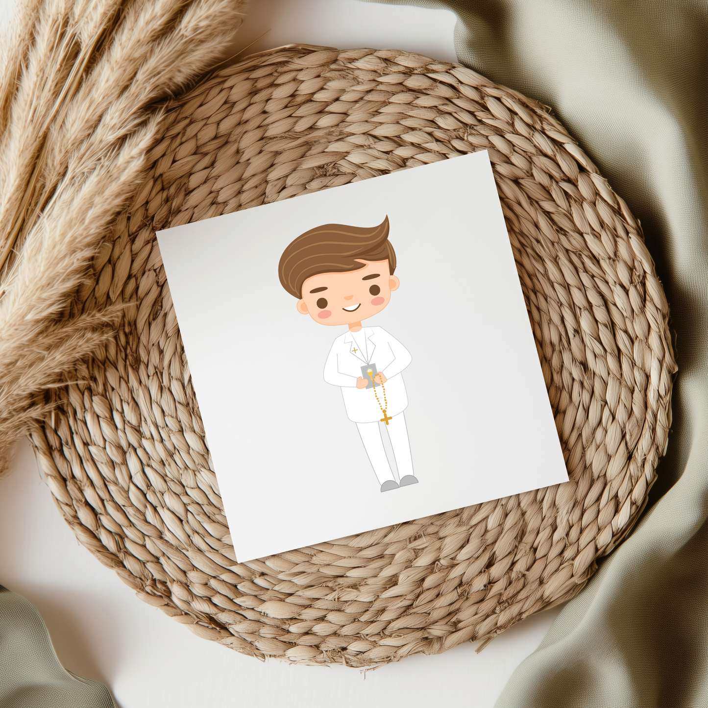 Communion Boy - Brown Hair UV DTF Decal