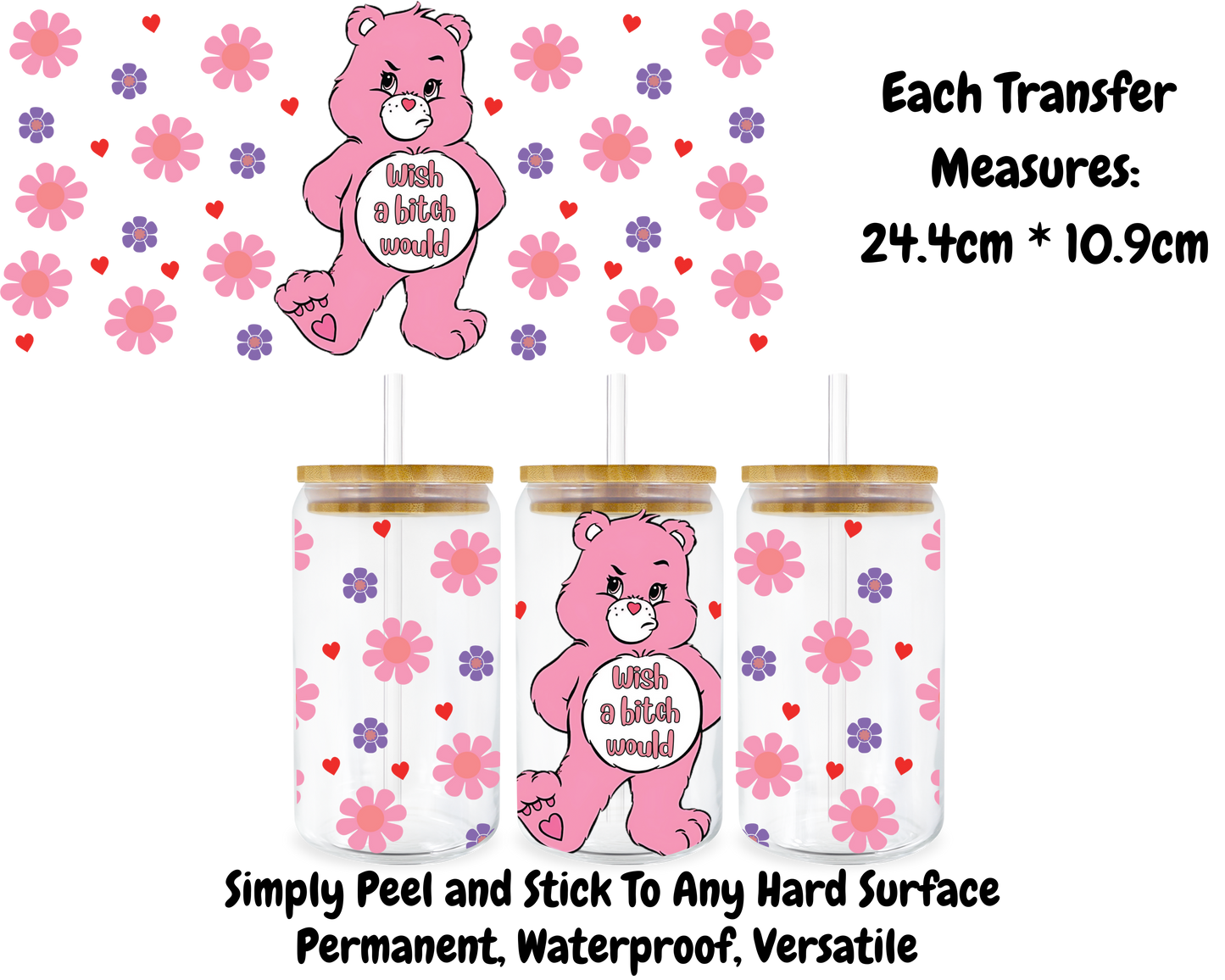Carebears - Fuck Around And Find Out - 16oz UV DTF Transfer