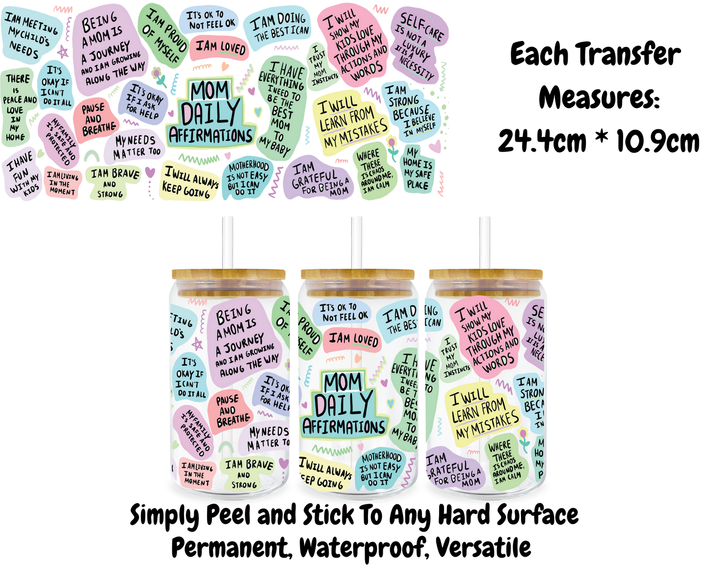 Mom Daily Affirmations - 16oz UV DTF Transfer