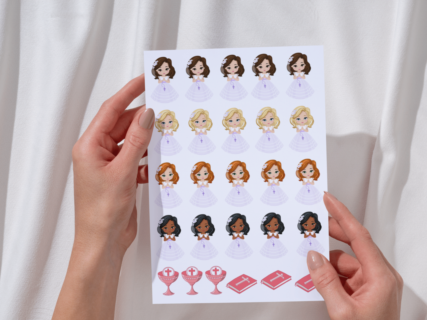 A4 Communion Girls UVDTF Sheet of Transfers