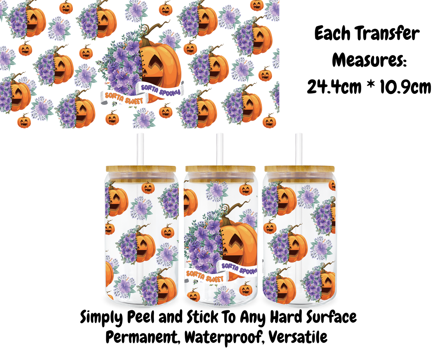 Sorta Sweet Sorta Spooky - 16oz UV DTF Transfer