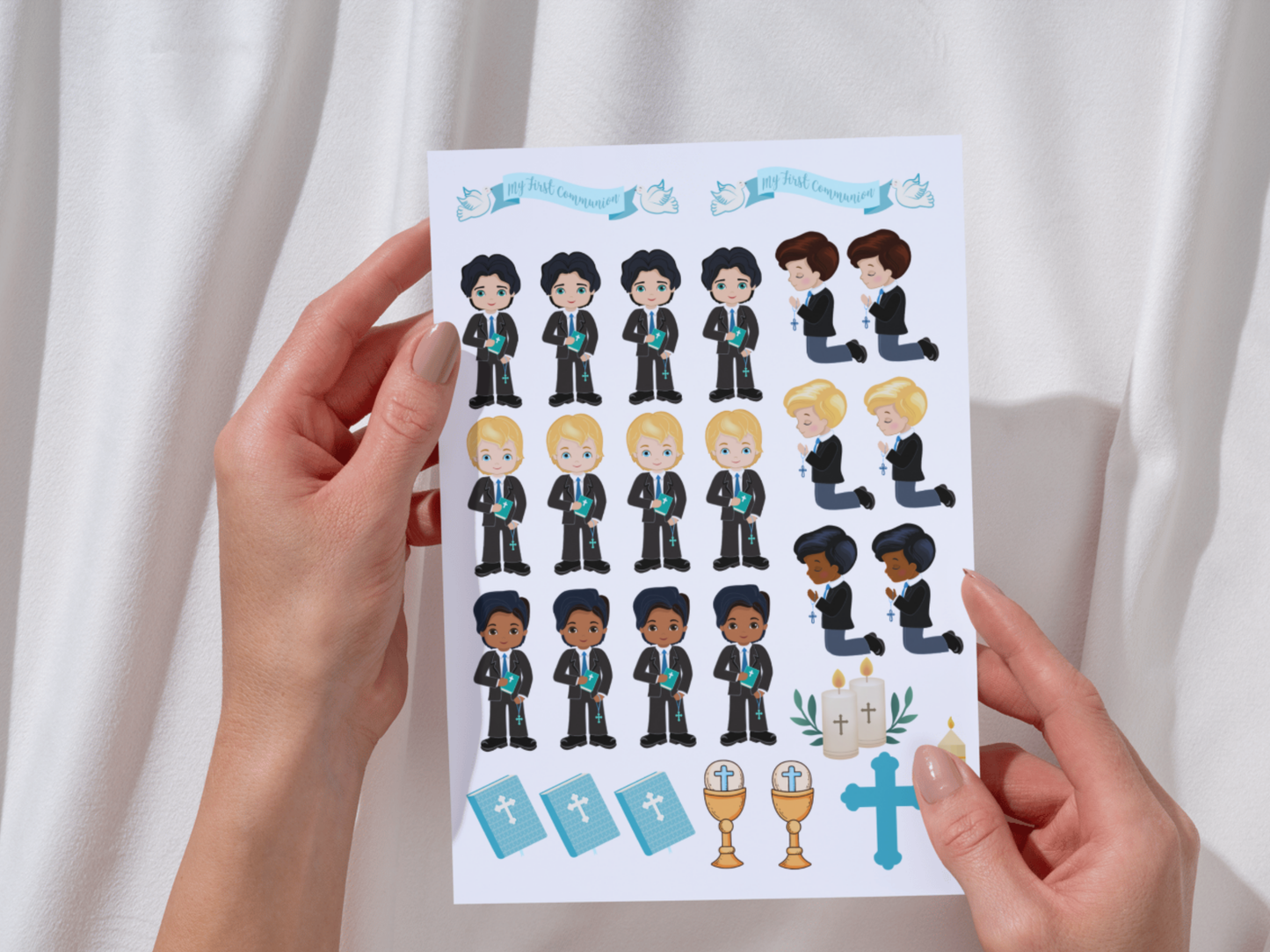 A4 Communion Boys UVDTF Sheet of Transfers