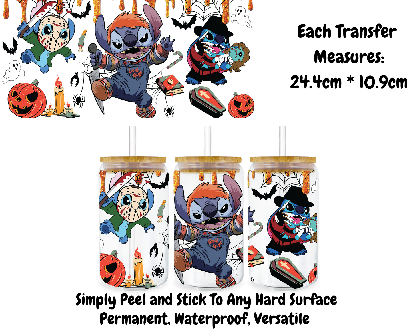 Stitch Halloween - 16oz UV DTF Transfer
