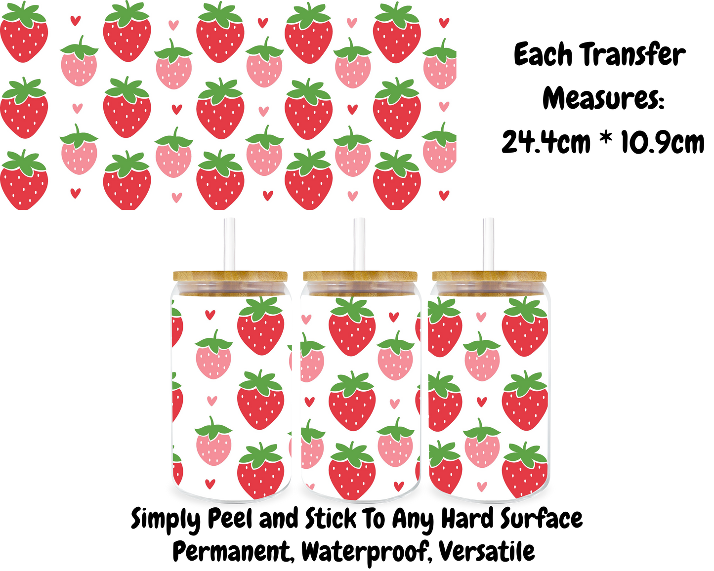 Strawberries- 16oz UV DTF Transfer