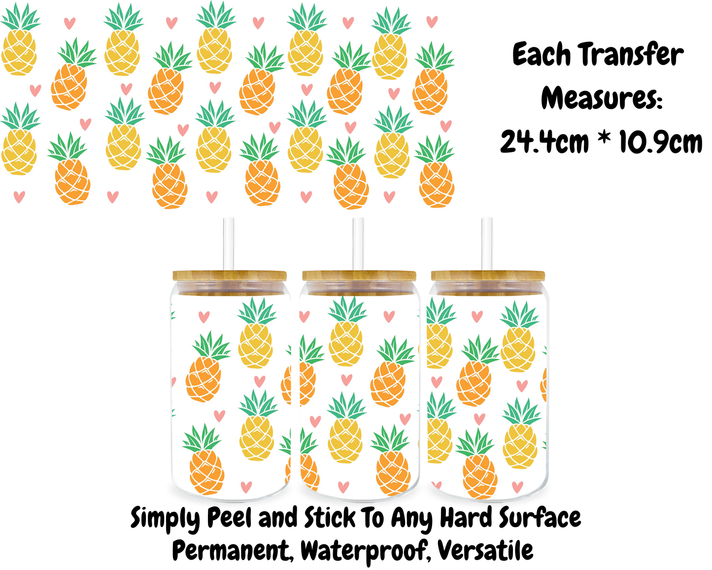 Pineapples - 16oz UV DTF Transfer