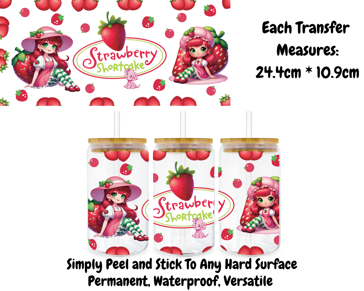 Strawberry Shortcake - 16oz UV DTF Transfer