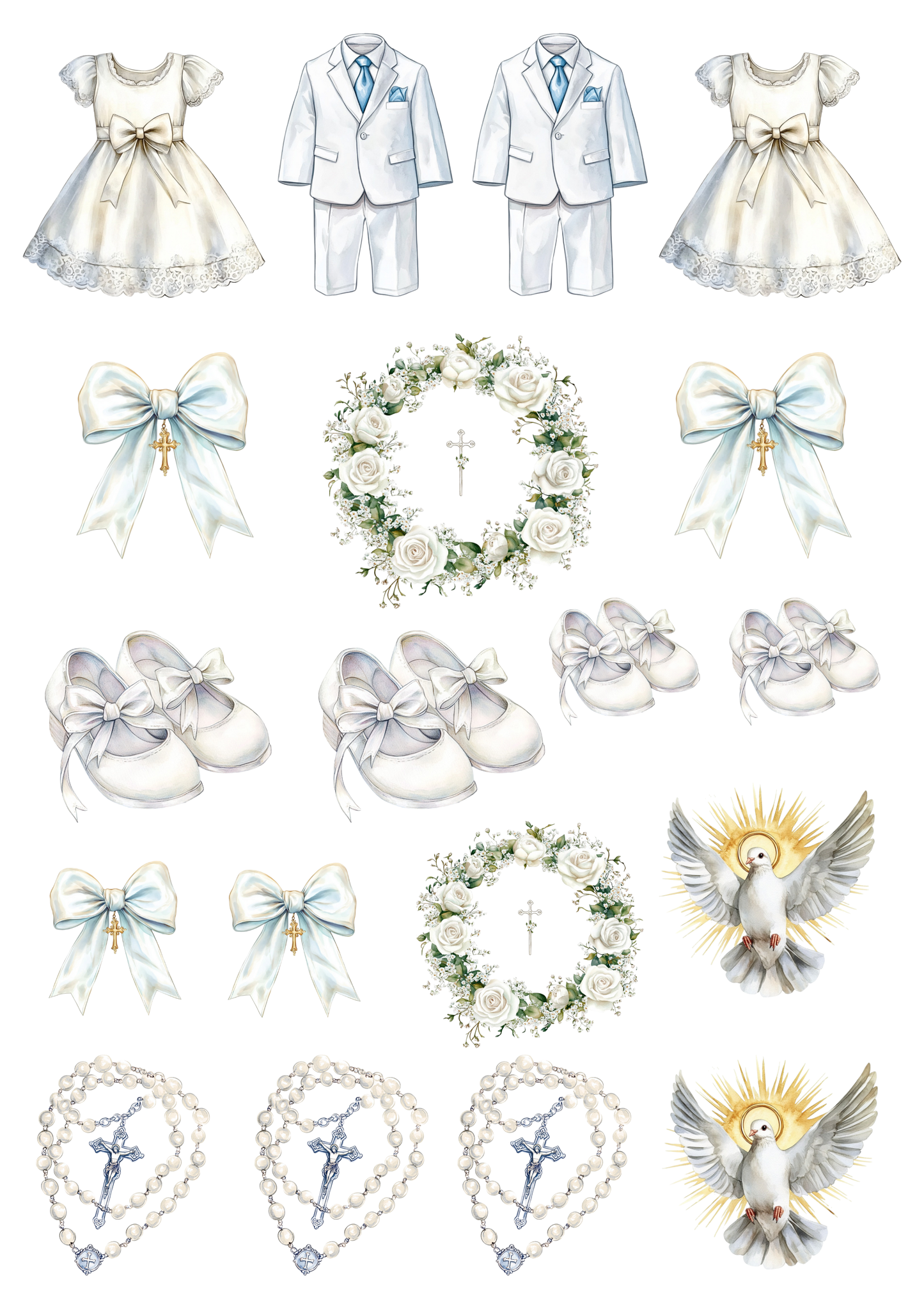 A4 Communion White Mix UVDTF Sheet of Transfers