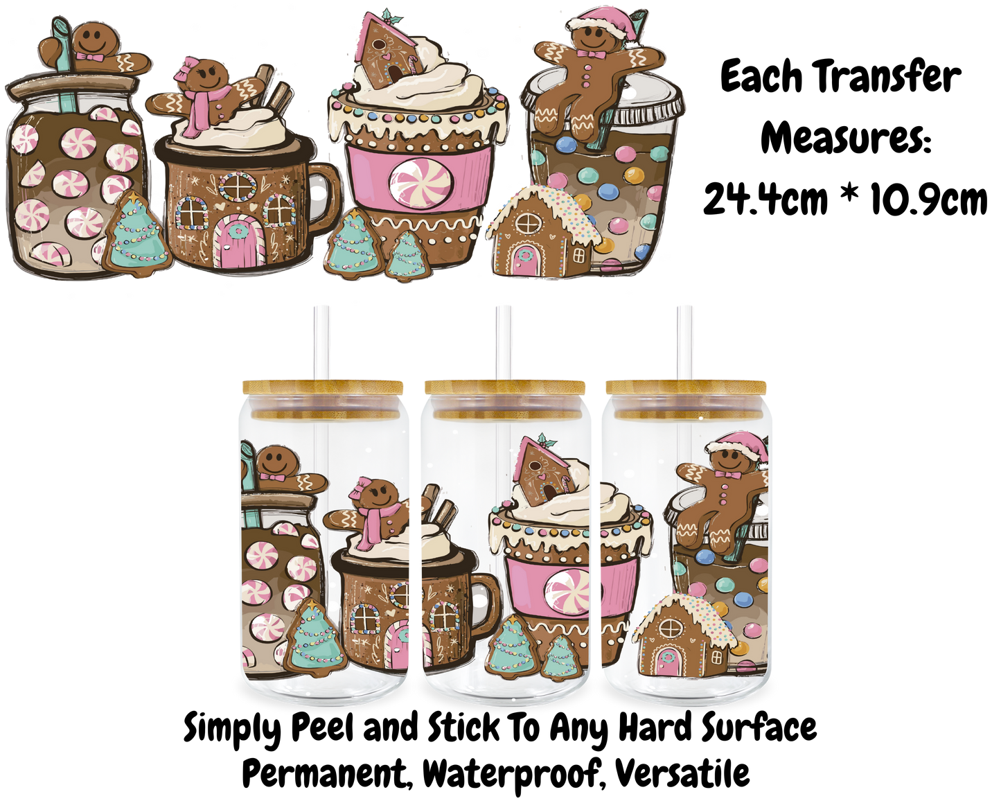 Gingerbread Mugs - 16oz UV DTF Transfer
