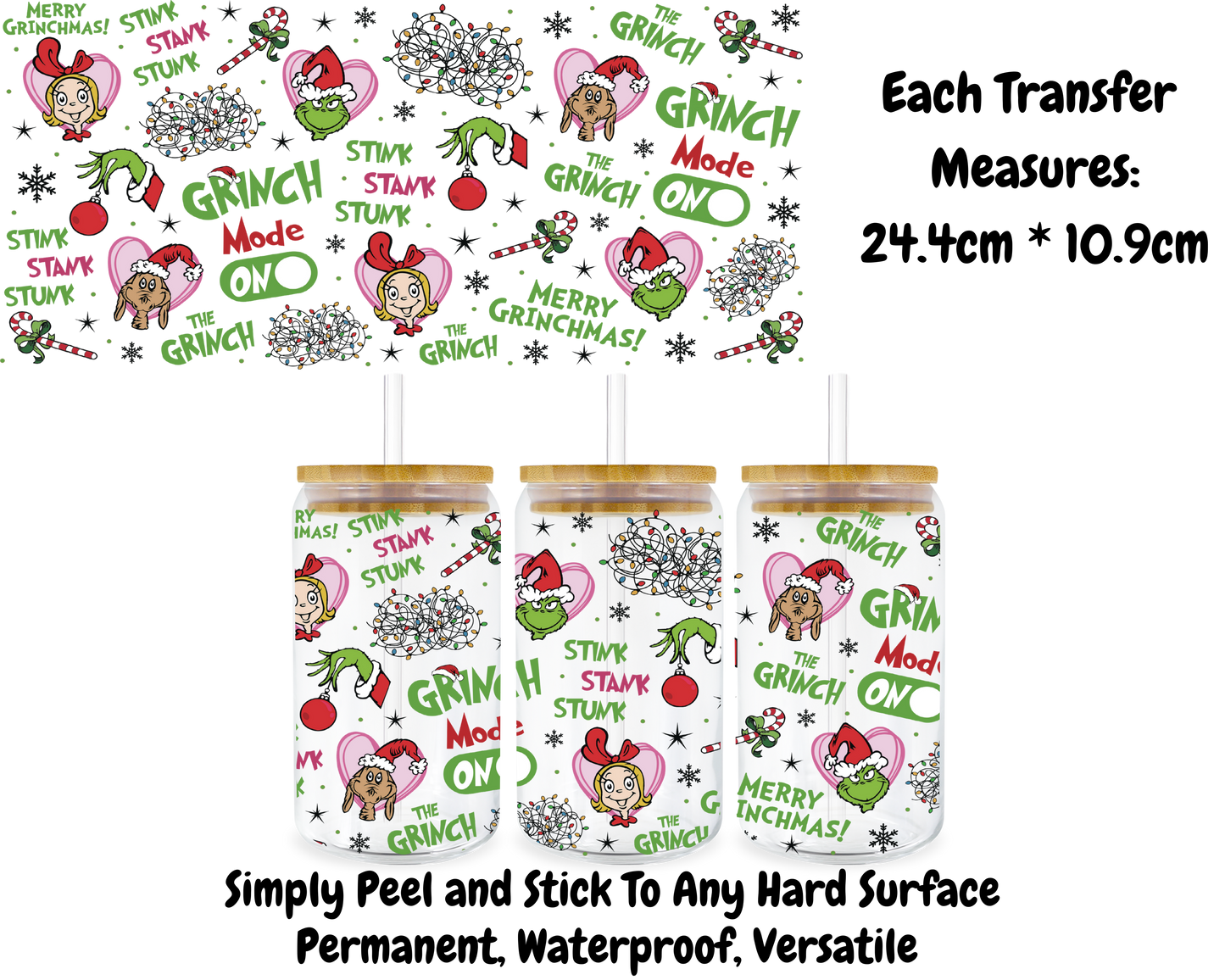 Grinch Images - 16oz UV DTF Transfer