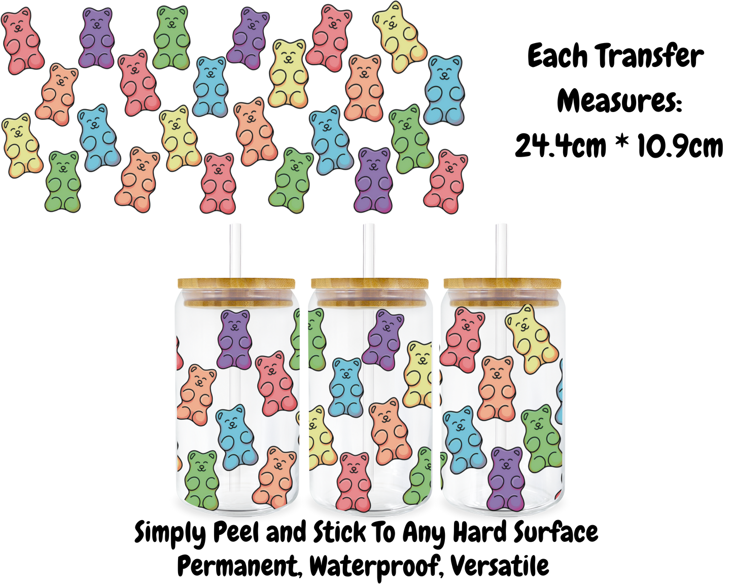 Gummy Bears - 16oz UV DTF Transfer