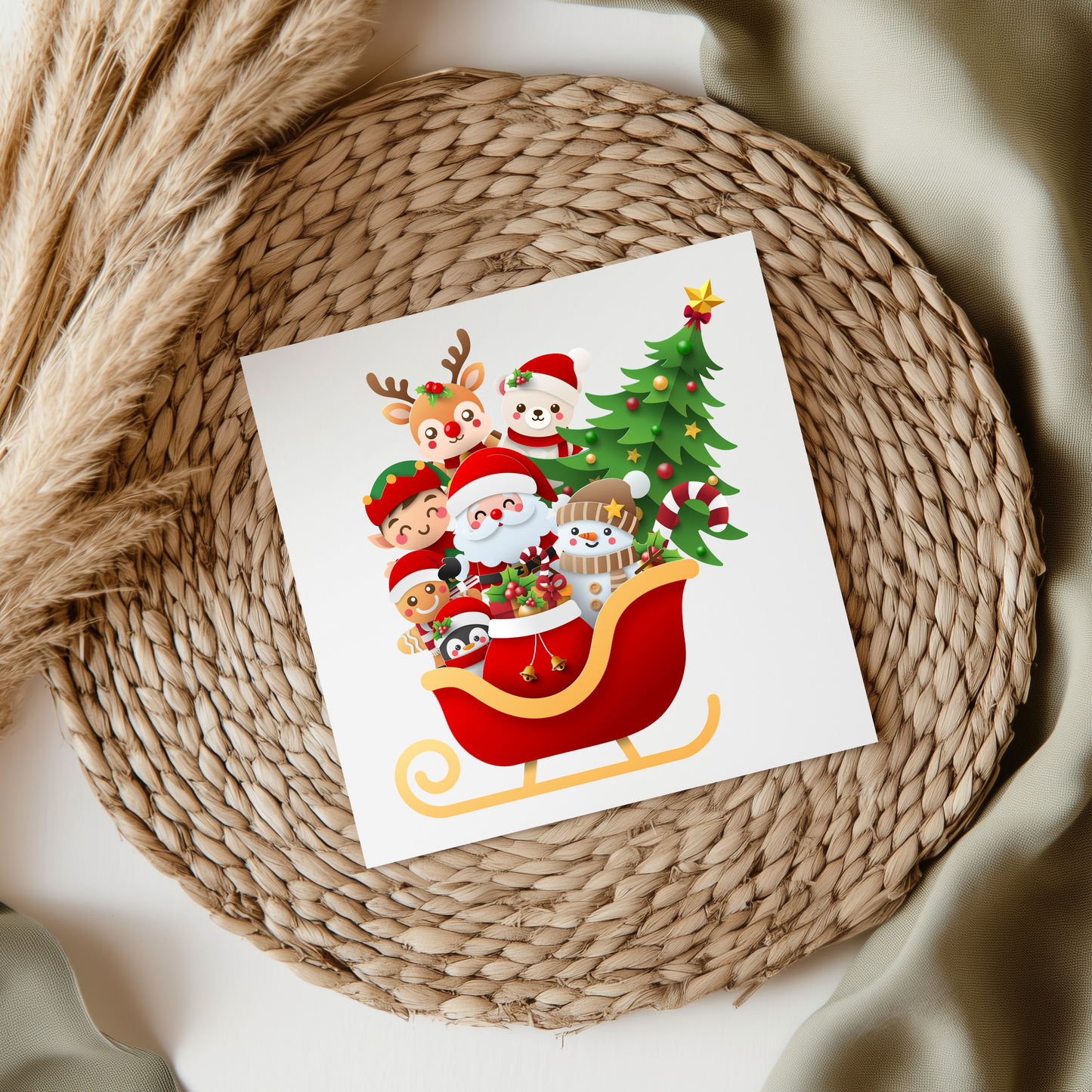 Santa & Friends In Sleigh UVDTF Transfer