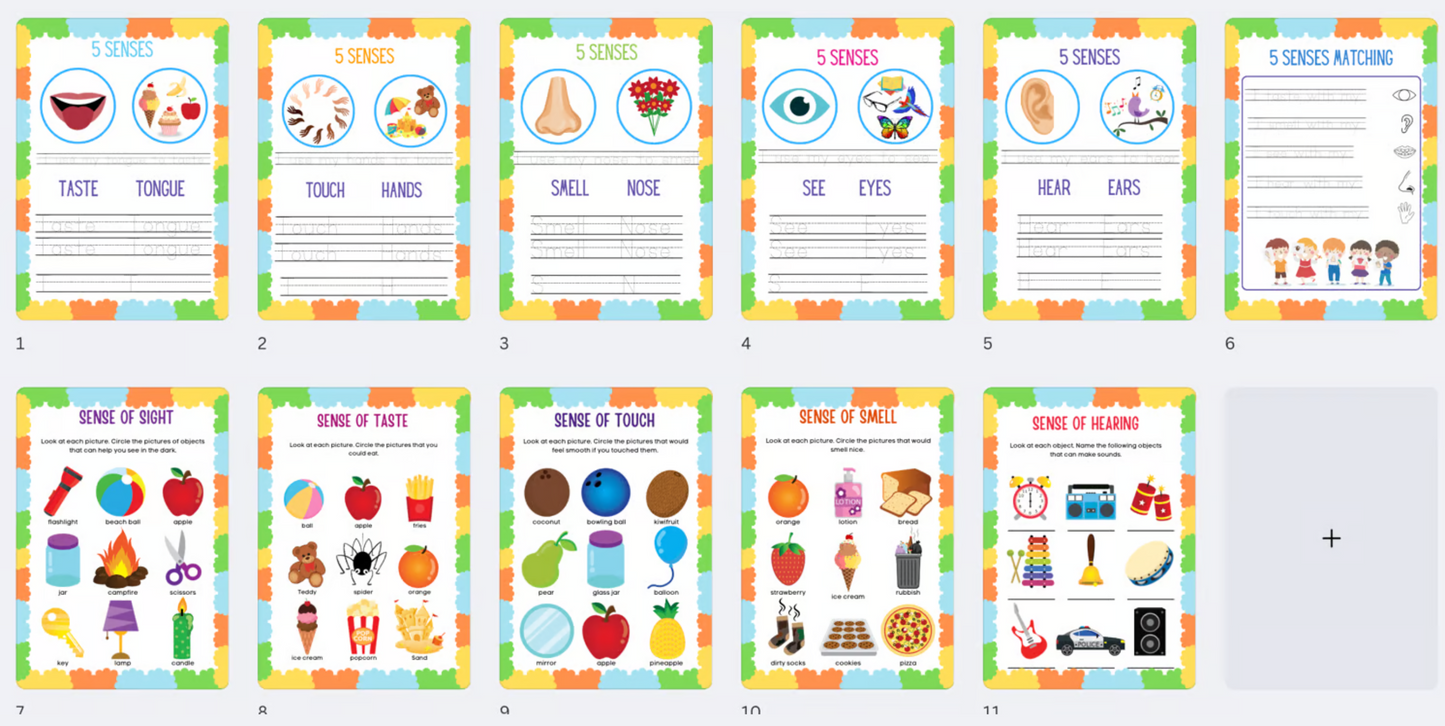 DIGITAL FILE - Senses Tracing Pages & Activities
