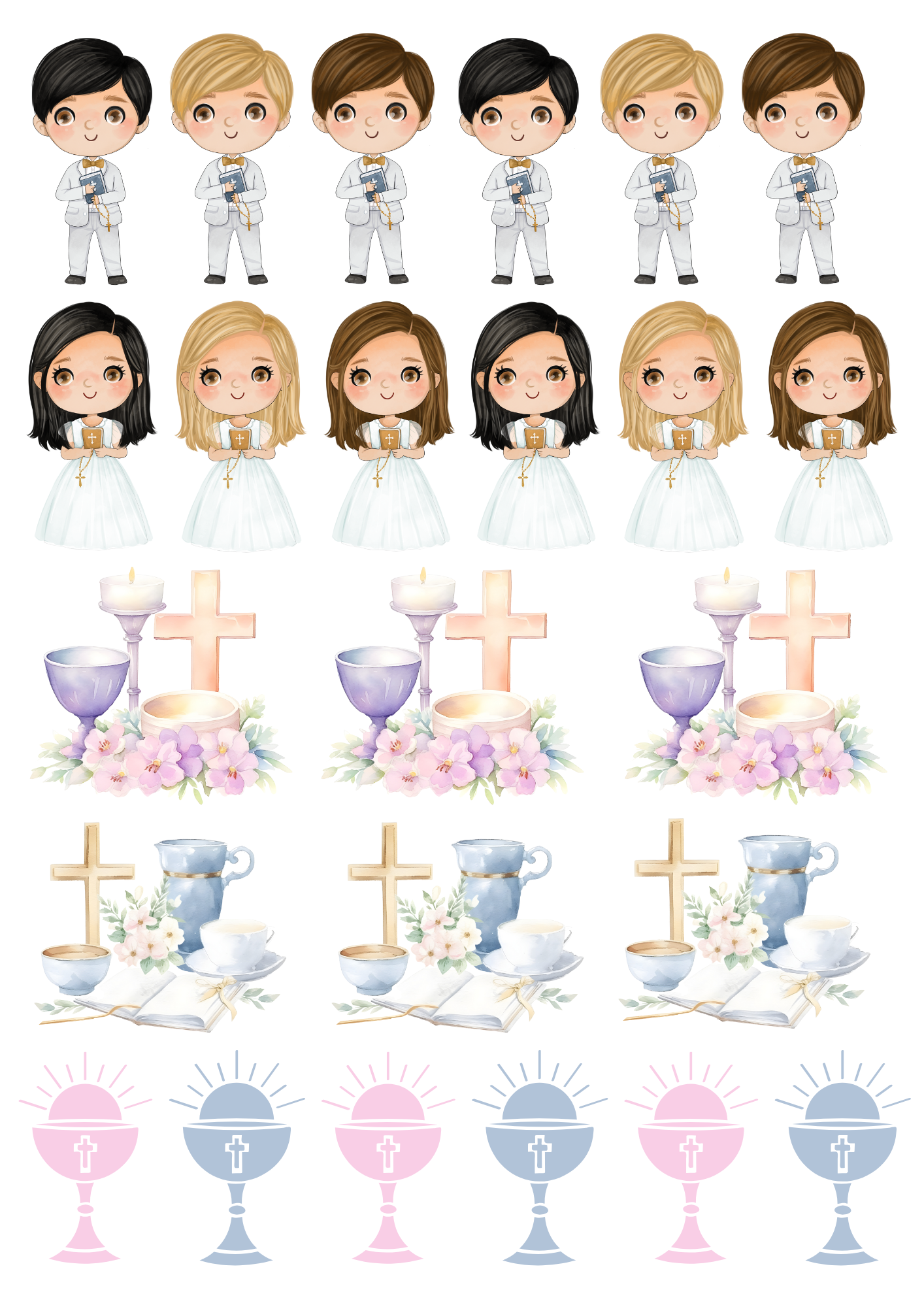 A4 Communion Pastel Mix UVDTF Sheet of Transfers
