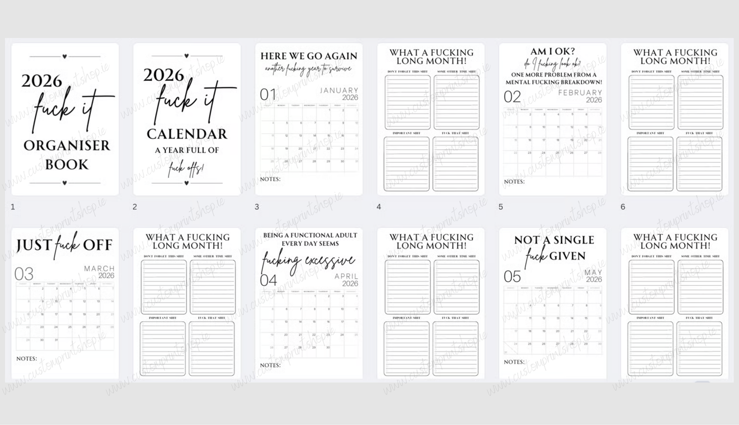 DIGITAL FILE - 2026 Fuck It Calendar/Organiser Book