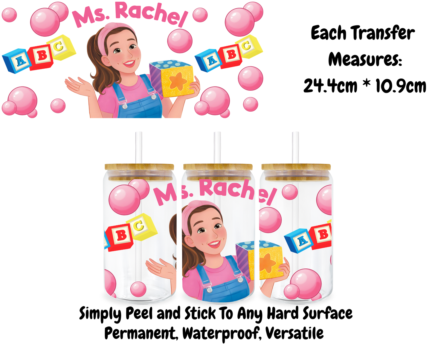 Ms. Rachel - 16oz UV DTF Transfer
