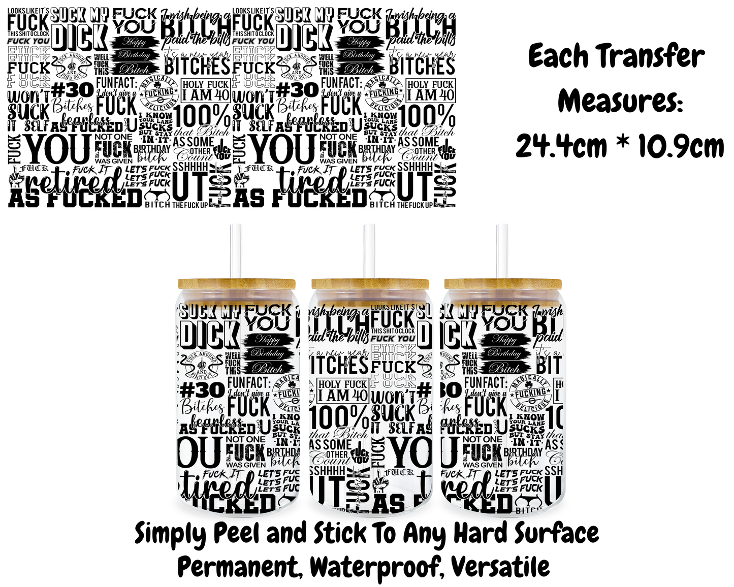 Swear Words - 16oz UVDTF Transfer