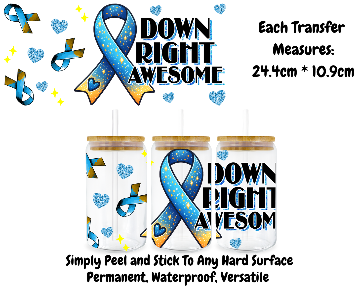 Down Right Awesome - 16oz UV DTF Transfer