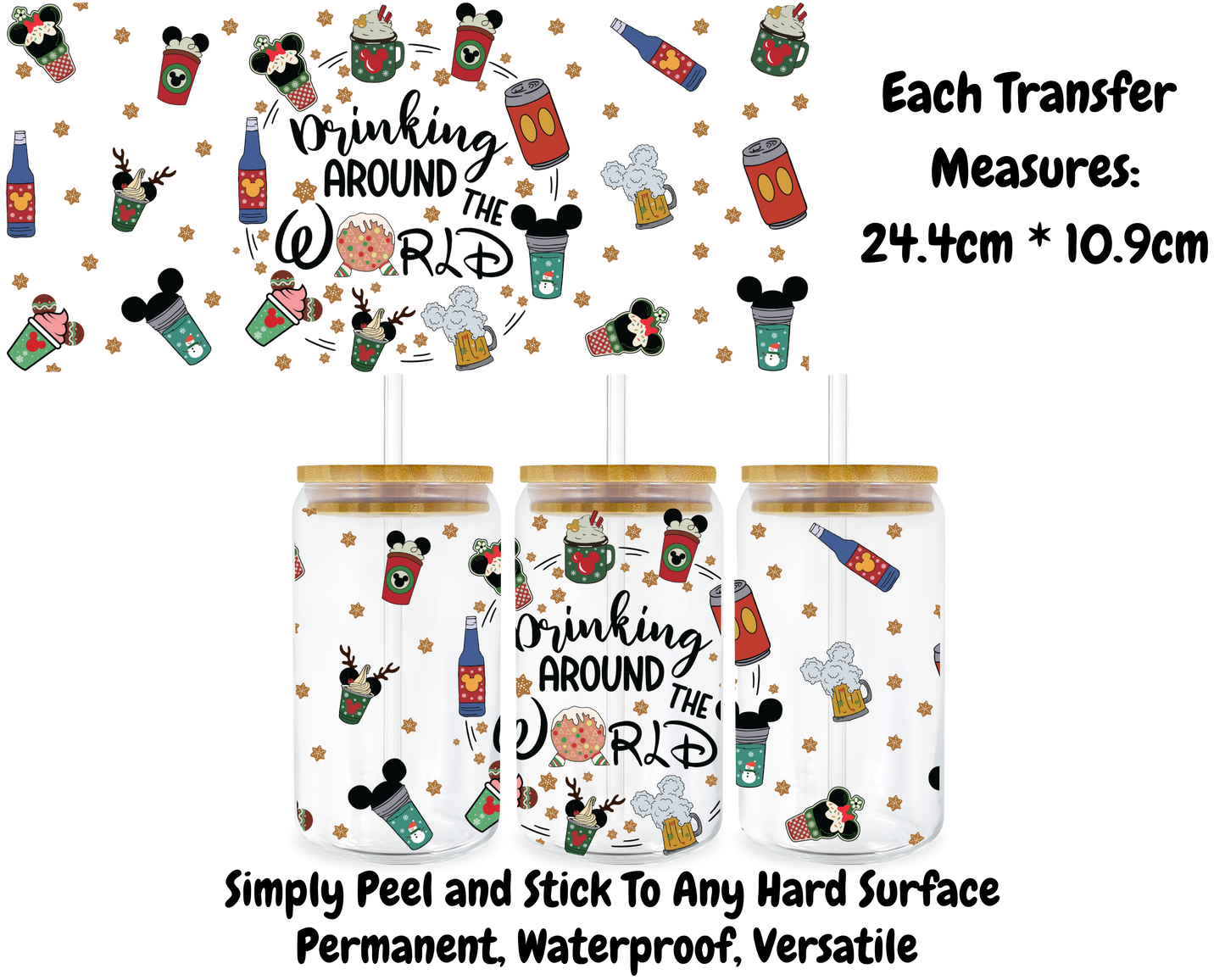 Drinking Around The World - 16oz UVDTF Transfer