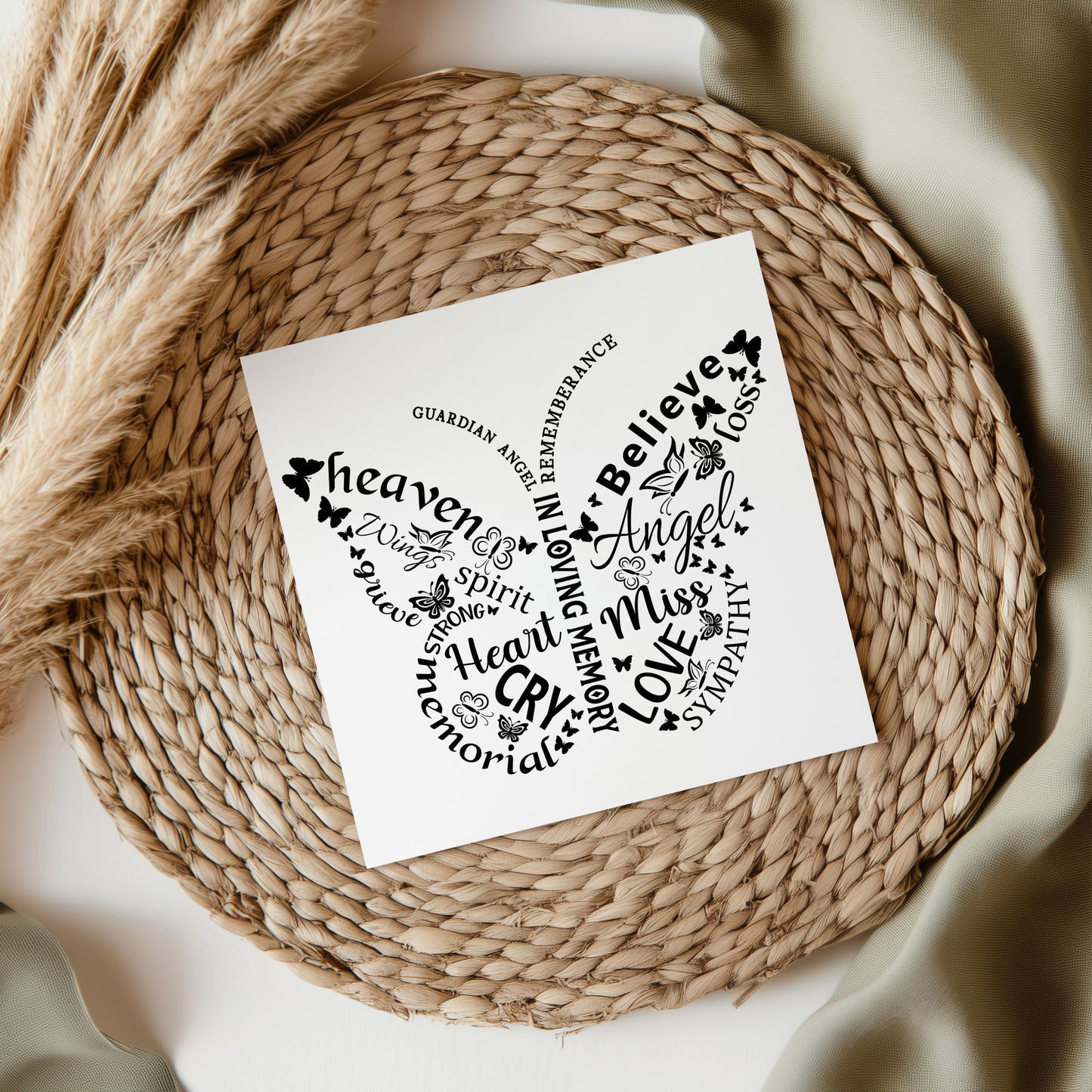 Memorial Butterfly Text UVDTF Transfer