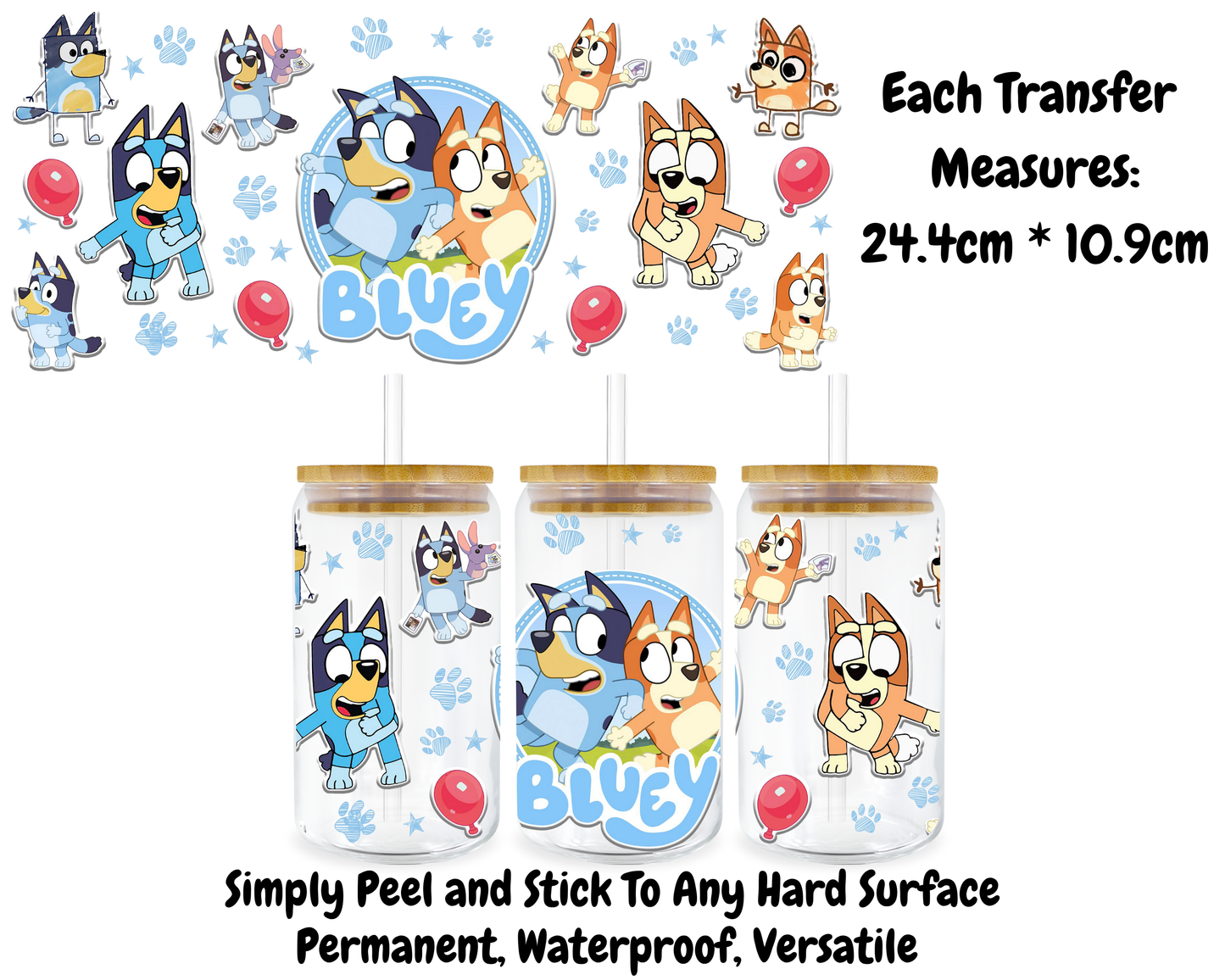 Bluey - 16oz UV DTF Transfer