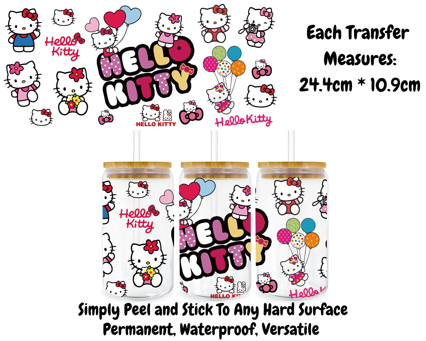 Hello Kitty - 16oz UV DTF Transfer