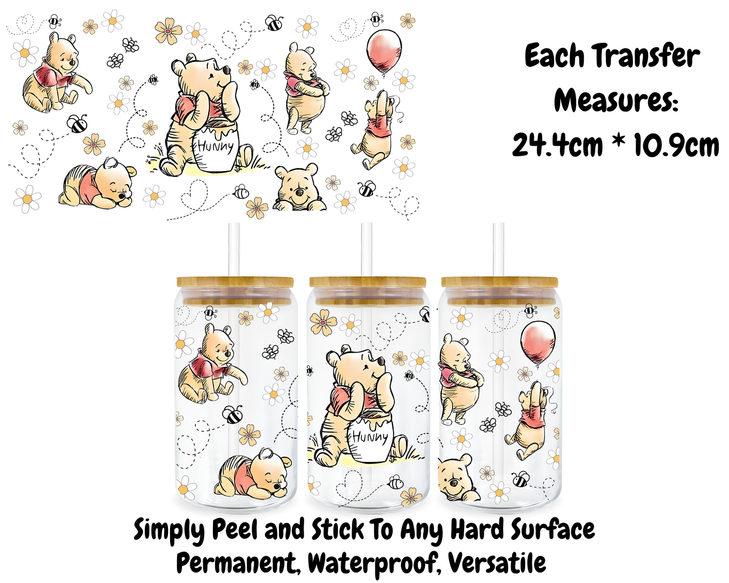 Winnie The Pooh - 16oz UV DTF Transfer