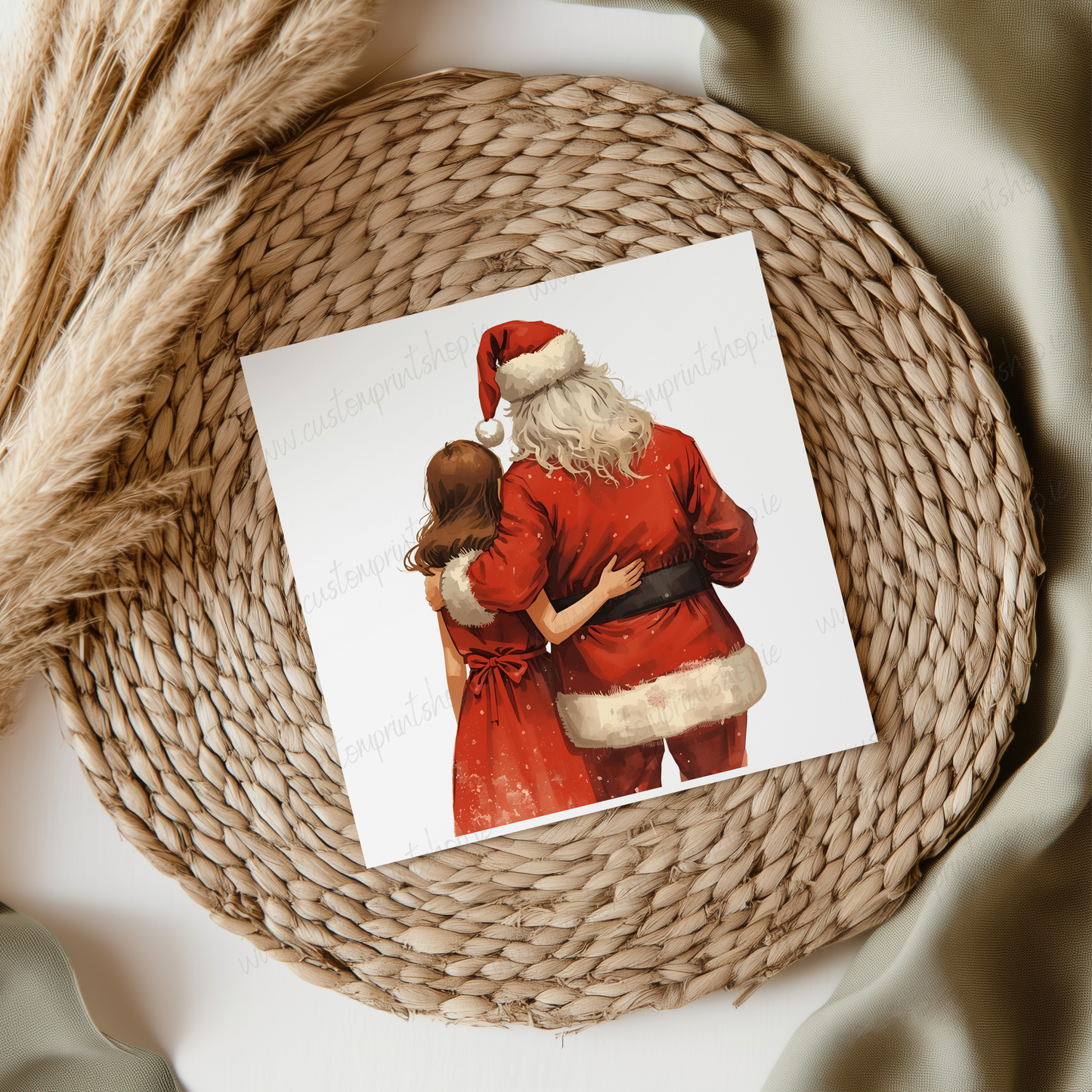 DIGITAL FILE - Santa & Brown Hair Girl