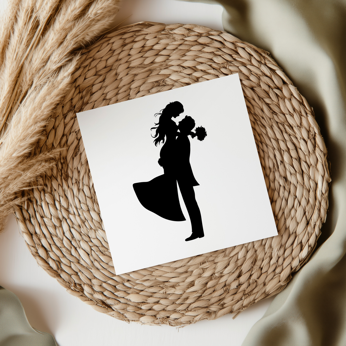 Bride & Groom Hugging Silhouette UVDTF Transfer