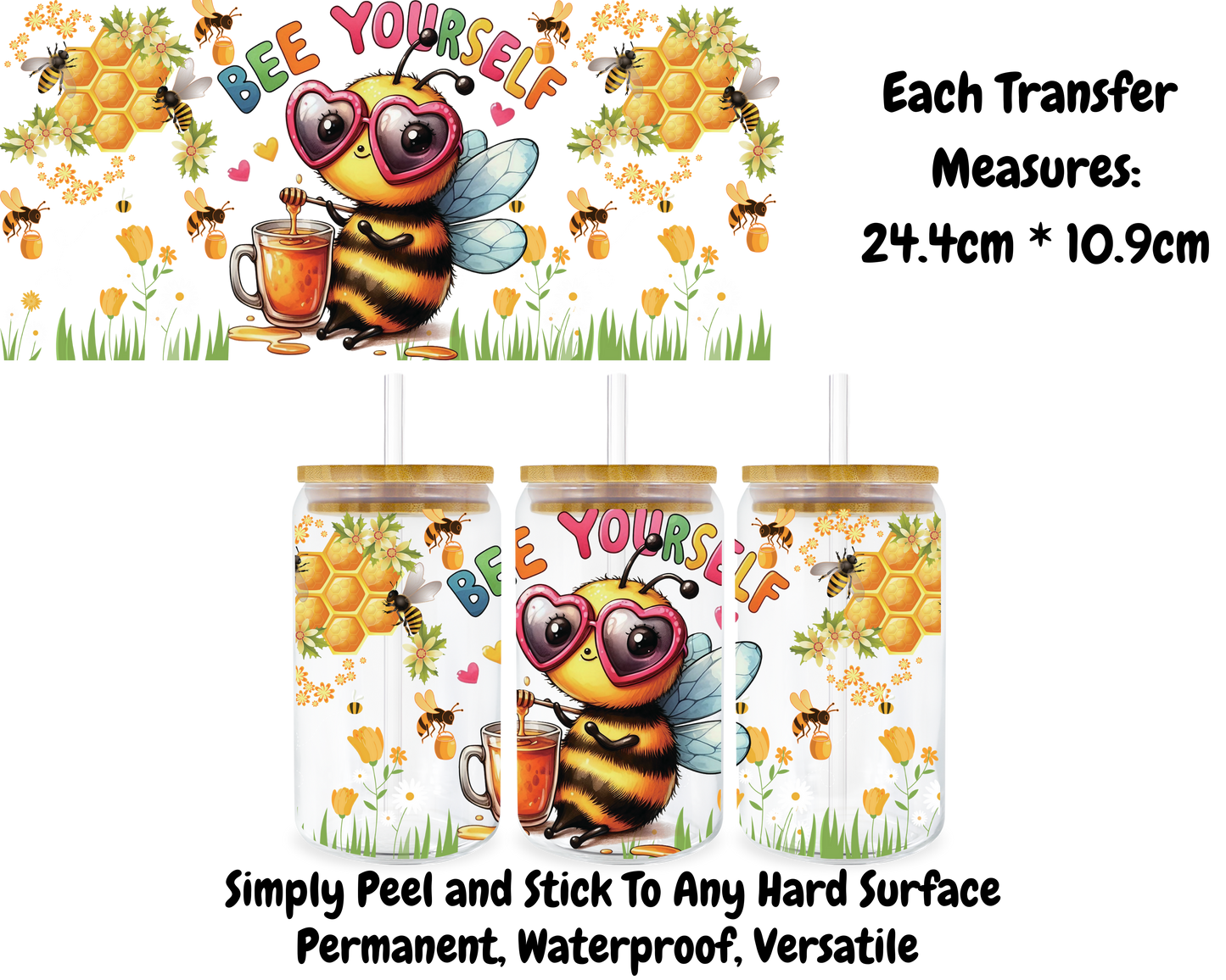 Bee Yourself - 16oz UV DTF Transfer