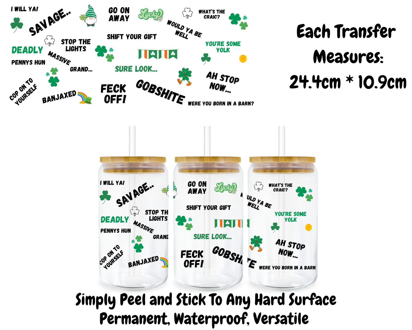 Irish Slang - 16oz UV DTF Transfer