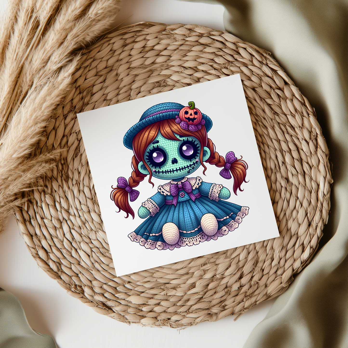 Knitted Style Zombie Doll UV DTF Decal