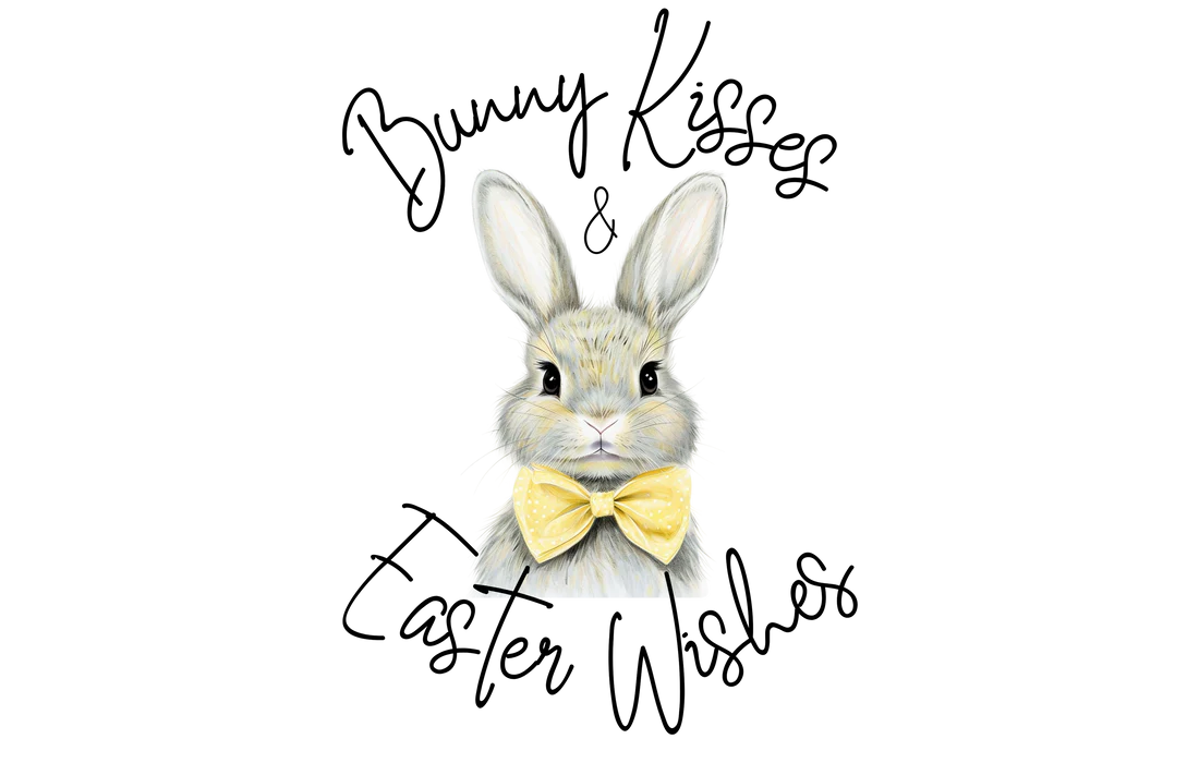 Bunny Kisses & Easter Wishes (Yellow) - 6cm UVDTF decal