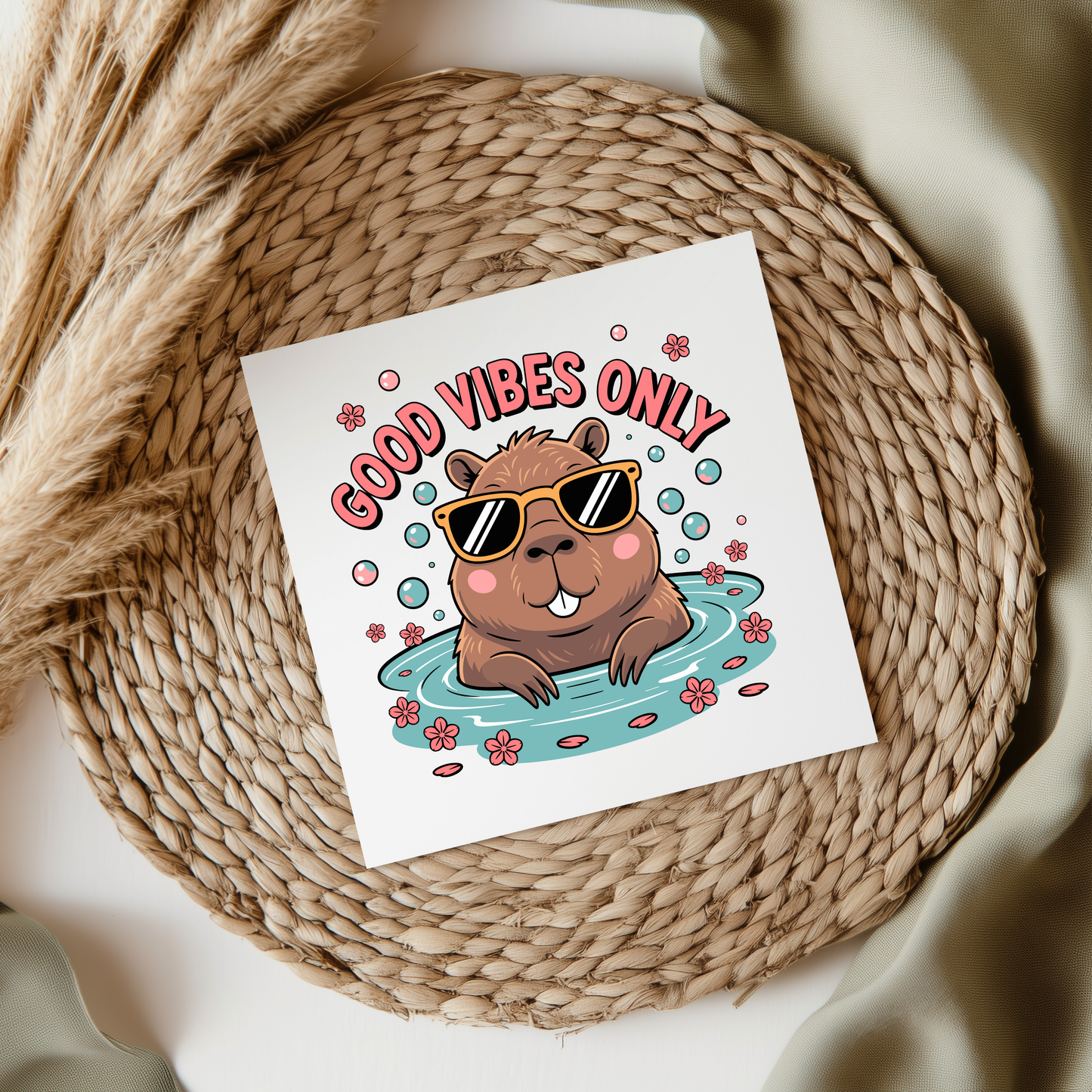 Good Vibes Only Capybara UVDTF Transfer