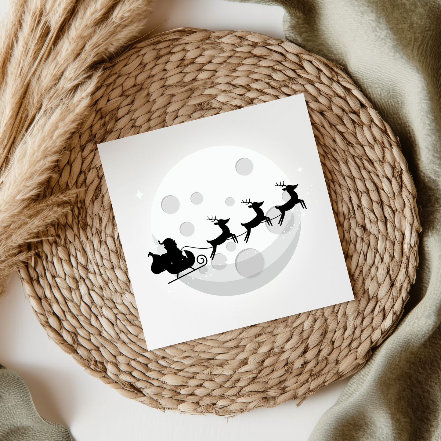 Santa Sleigh With Moon UVDTF Transfer