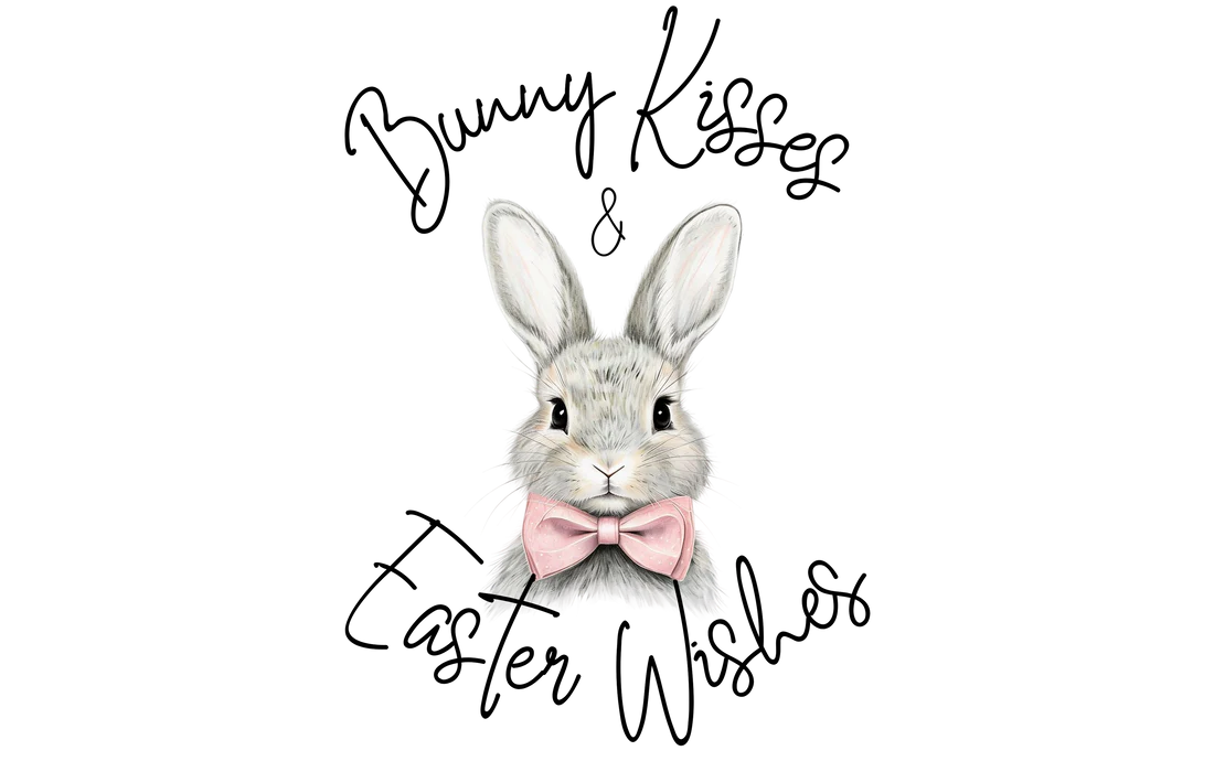 Bunny Kisses & Easter Wishes (Pink) - 6cm UVDTF decal