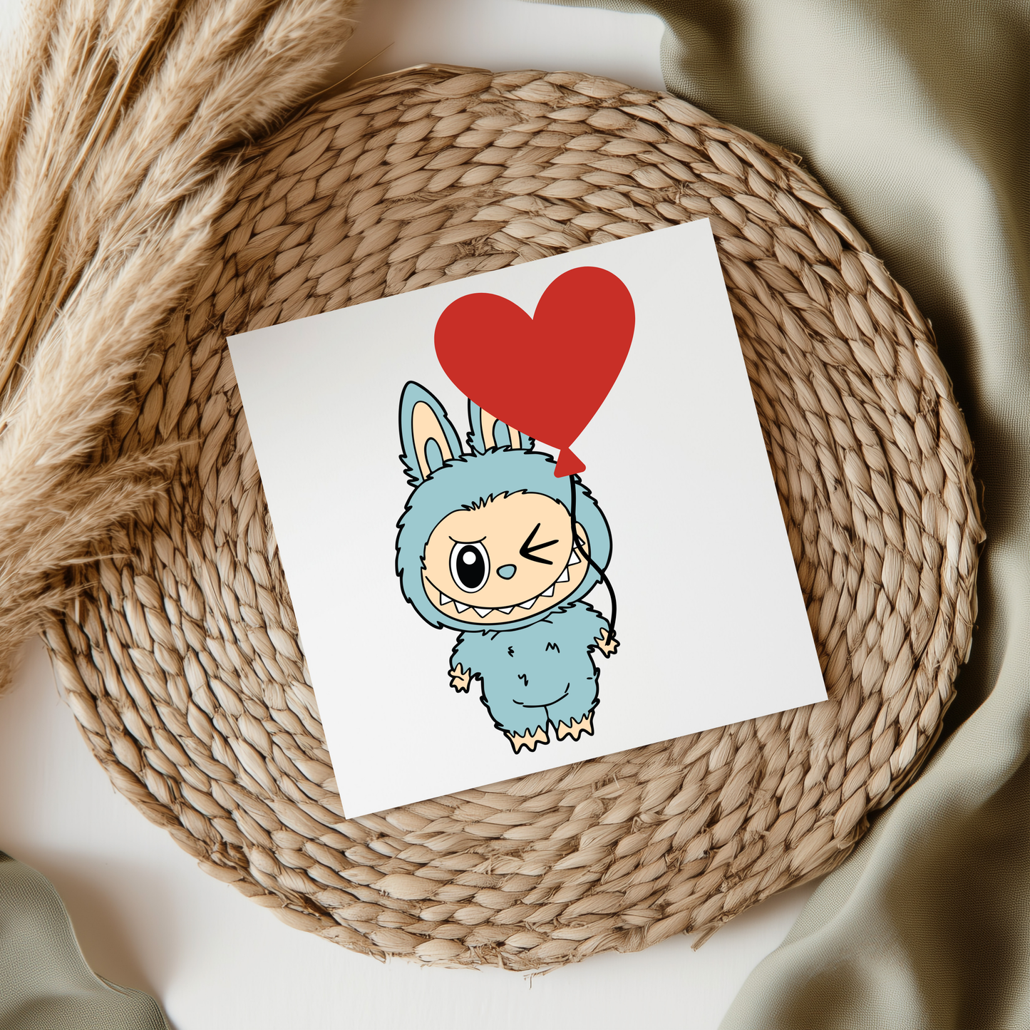 Fluffy Monster Heart UV DTF Transfer