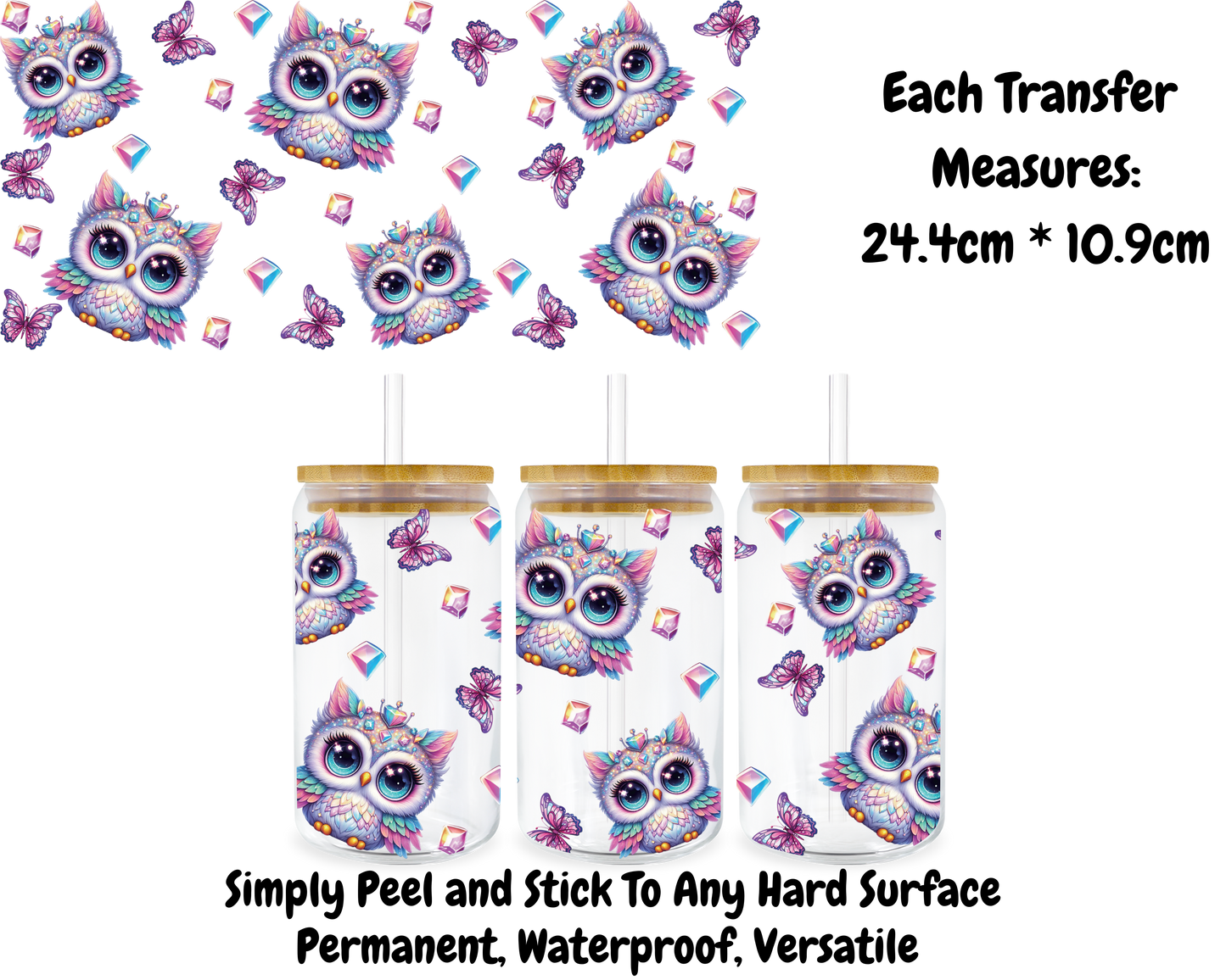 Cute Owls - 16oz UV DTF Transfer