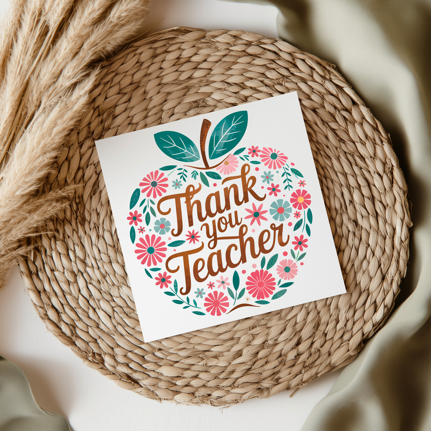 Apple Thank You Teacher UV DTF Transfer