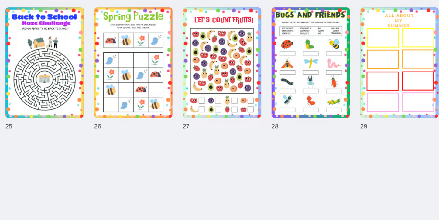 DIGITAL FILE - Kids Summer Holidays Activity Book