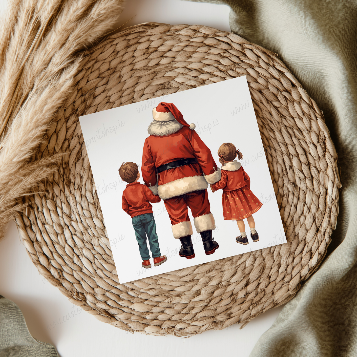 DIGITAL FILE - Christmas Boy & Girl With Santa