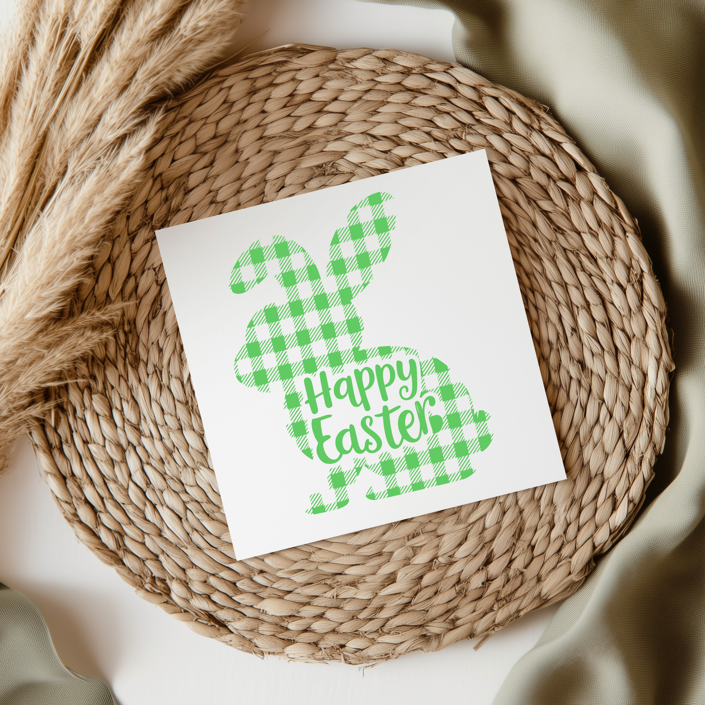 Green Happy Easter Bunny UVDTF Transfer