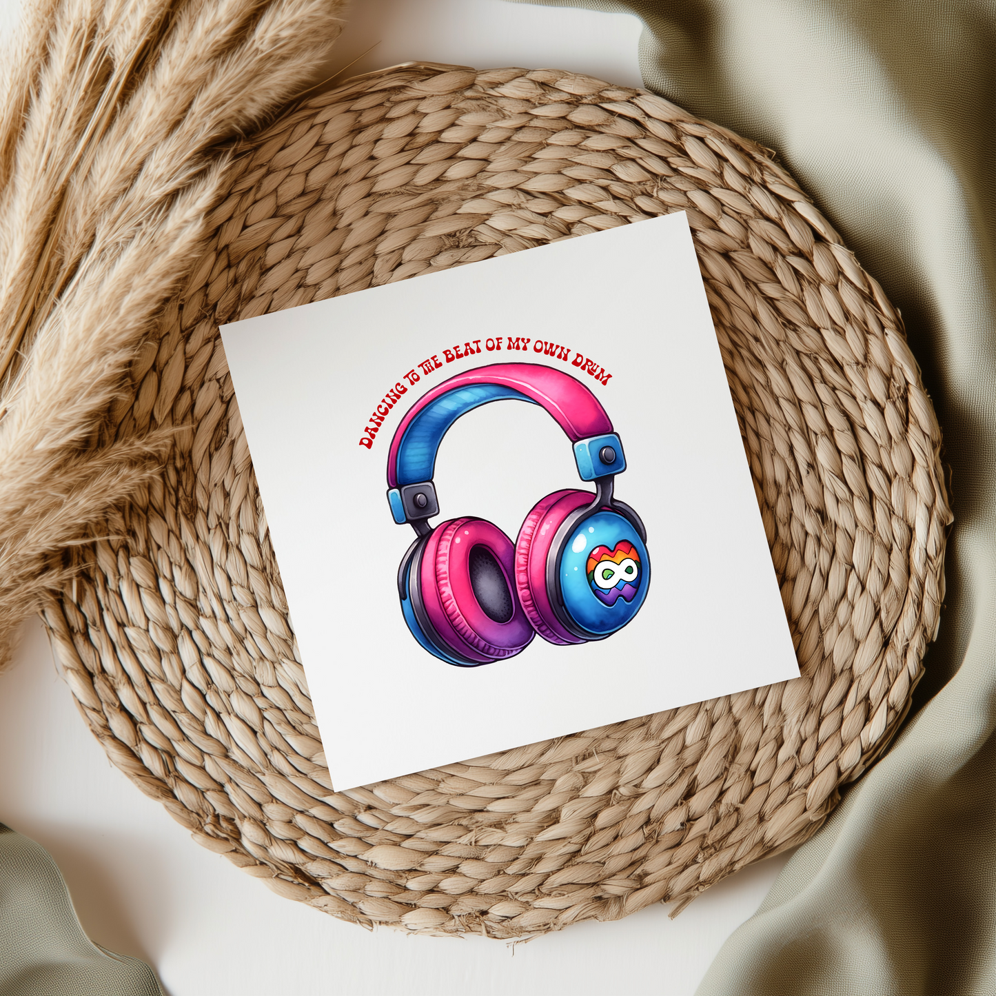 Pink Headphones Autism UV DTF