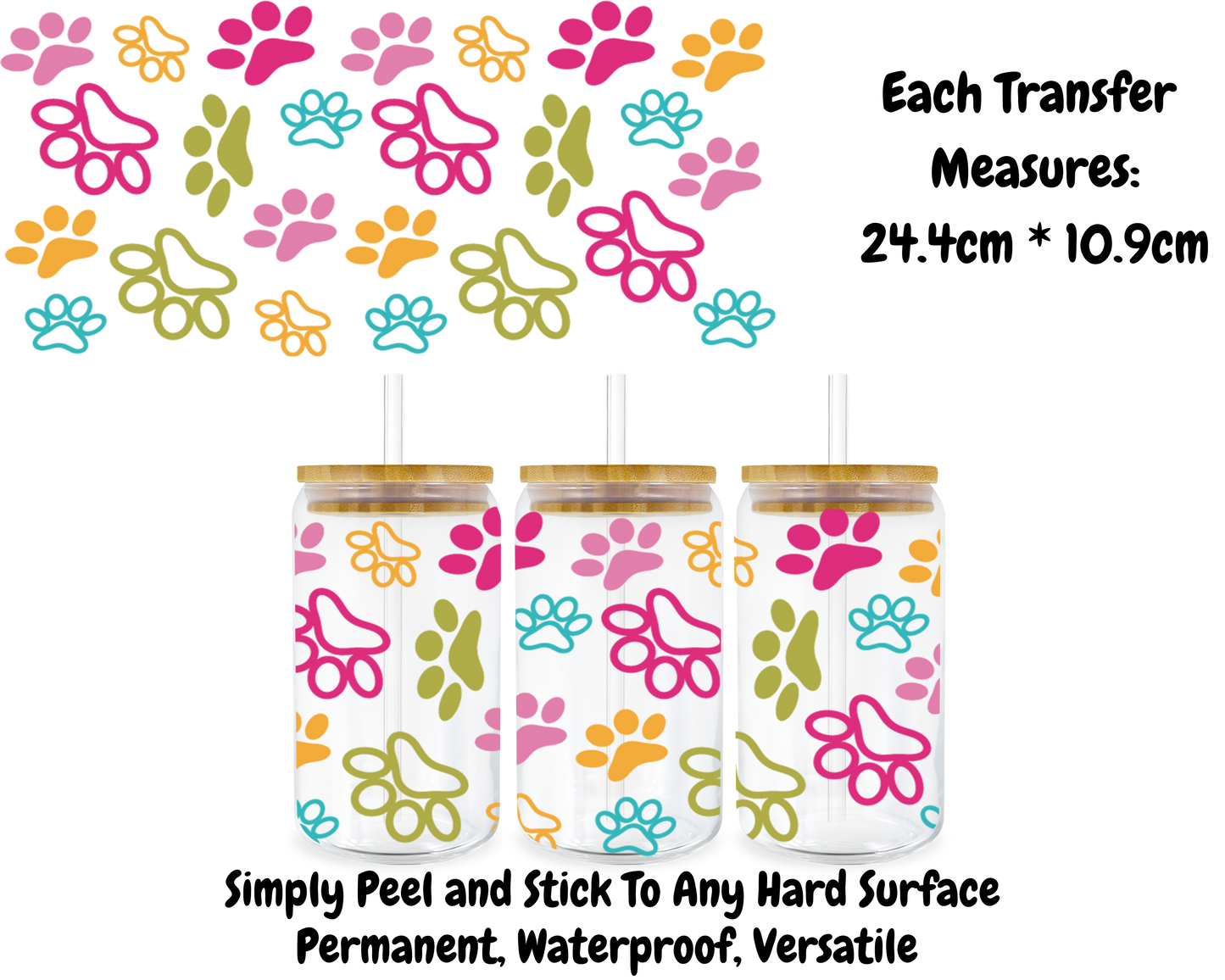 Pawprints - 16oz UV DTF Transfer