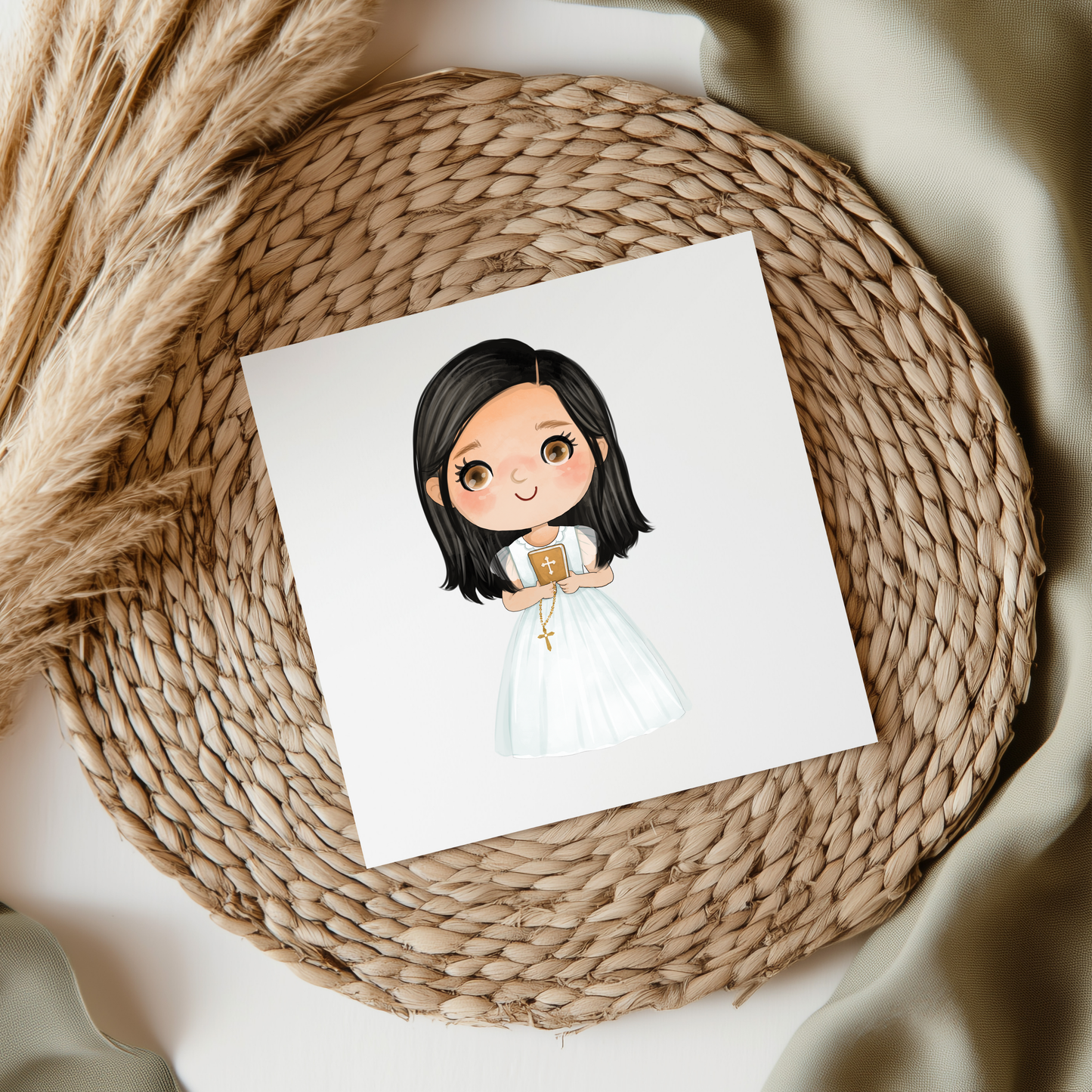 Black Hair Communion Girl UV DTF Decal