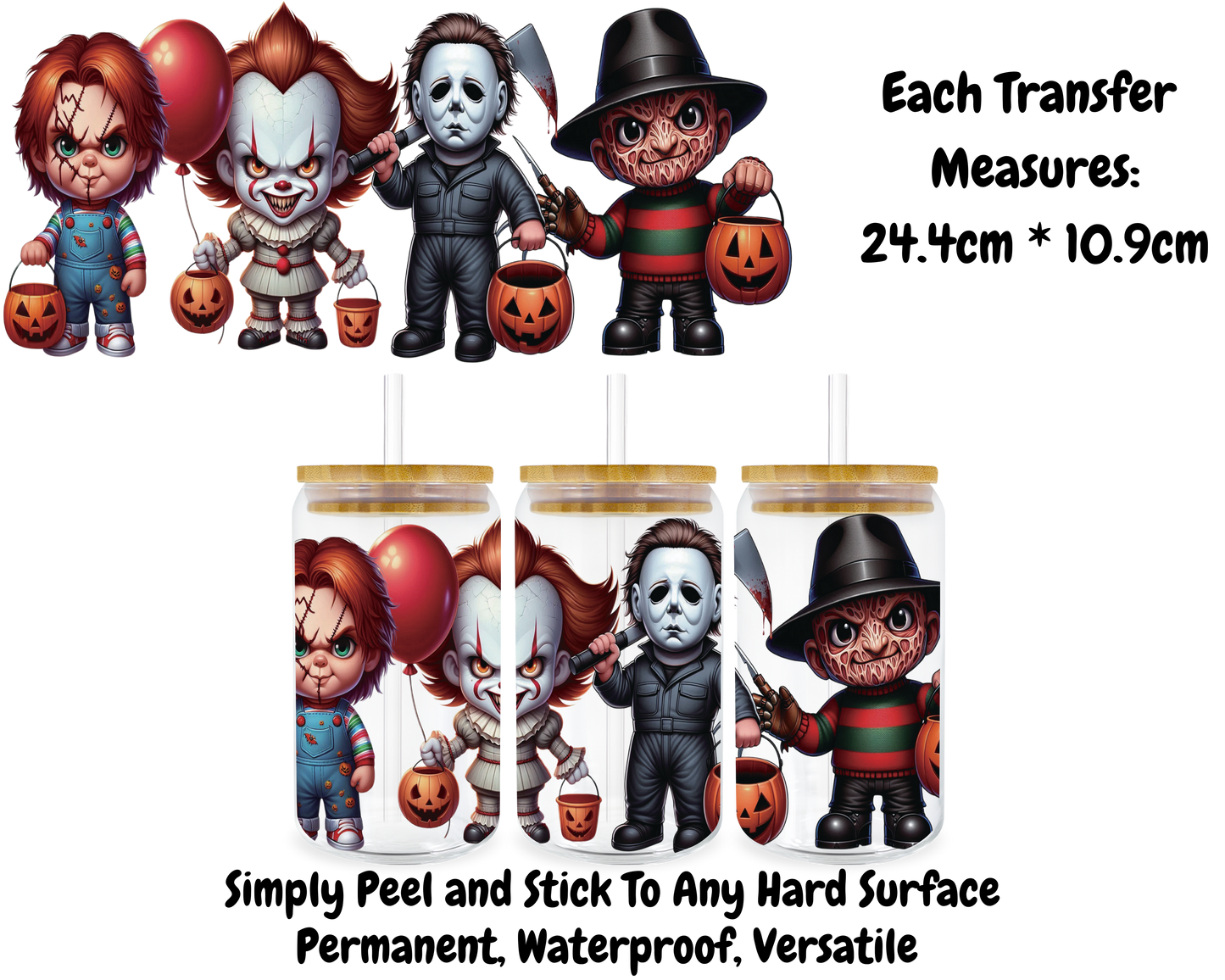 Halloween Characters - 16oz UV DTF Transfer