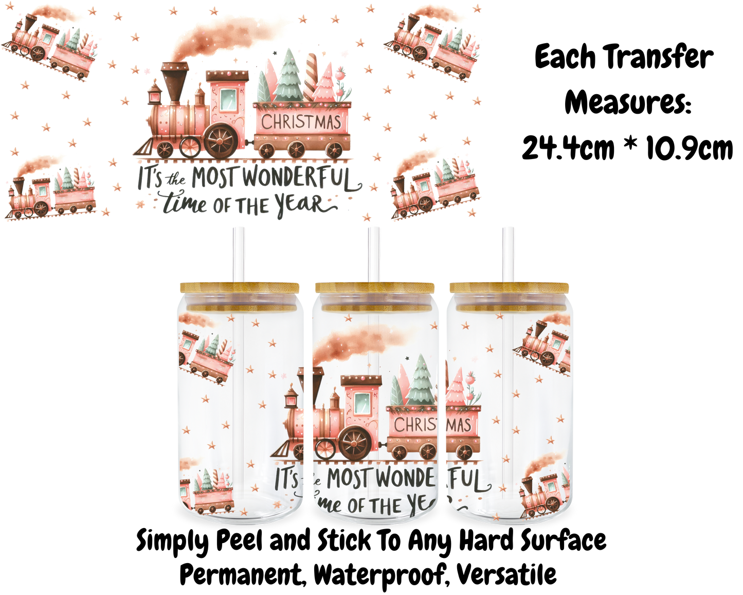 Christmas Train - 16oz UV DTF Transfer