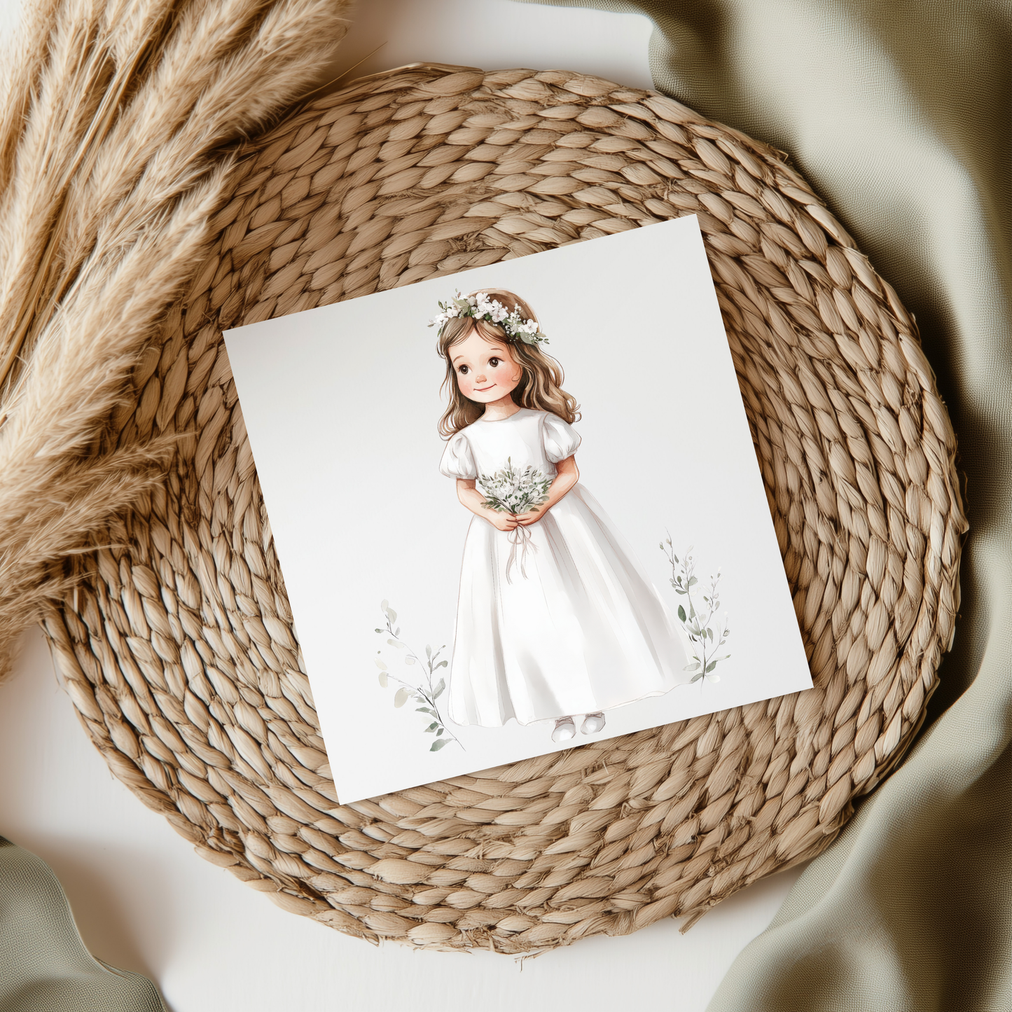 Floral Communion Girl UV DTF Decal