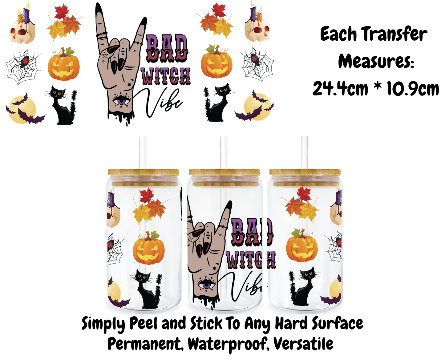 Bad Witch Vibe - 16oz UV DTF Transfer