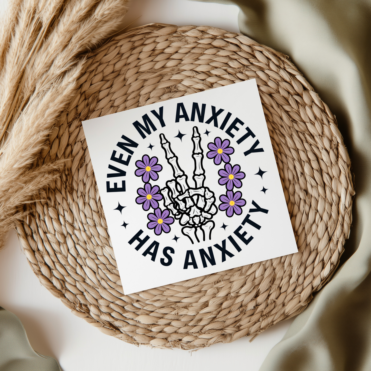 Even My Anxiety Has Anxiety (Purple) UV DTF Decal