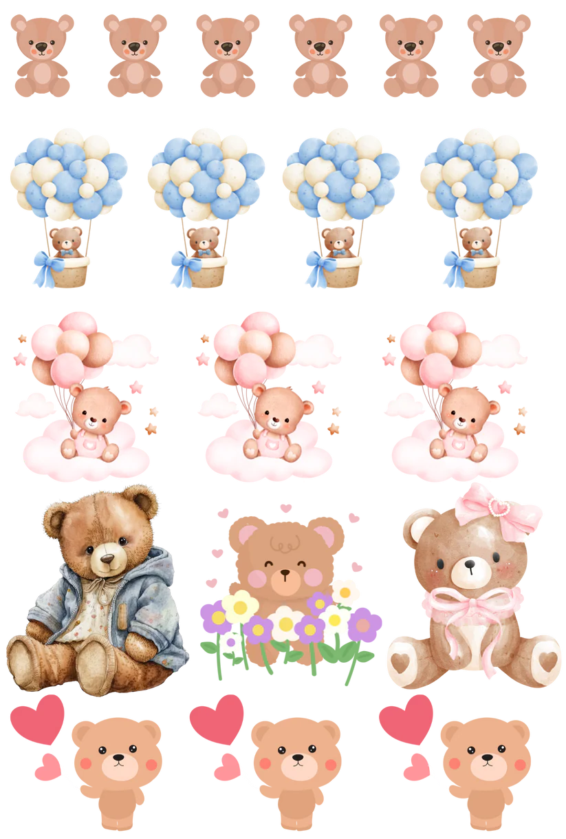 Cute Bears - 13.5*20cm UV DTF Sheet